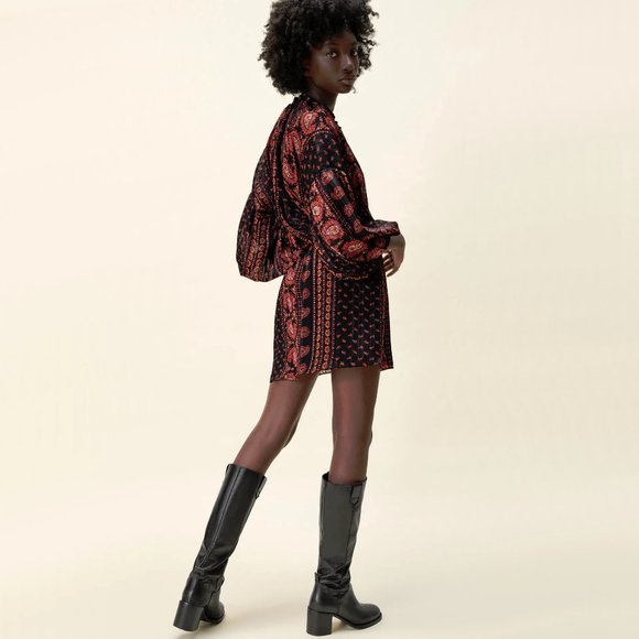 NWT Zara black paisley print boho mini dress, S - Picture 3 of 10